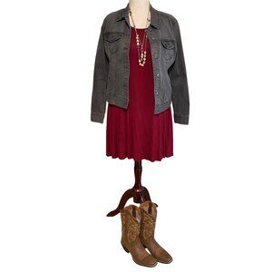 Weaczzy Red Wine Sleeveless Stretchy Swing Tank Dress with Pockets Size Medium